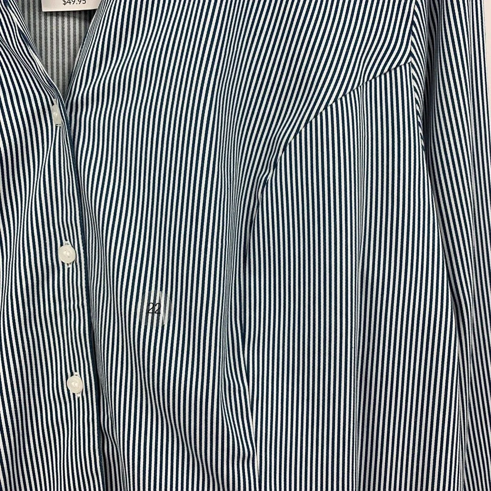 Lane Bryant Outlet Shirt Size 22 Striped Long Sleeve Button Up Collared Stretch - Picture 3 of 8